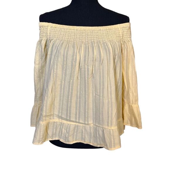CATO Women’s Light Yellow Off The Shoulder Bell Sleeve Blouse Plus Sz 18/20W - Picture 1 of 6